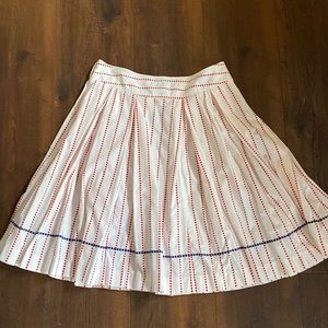 Orla Kiely White A-Line Skirt with Red and Blue Stripes